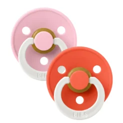 BIBS Napp 2 pk Latex Str 3 - Babypink Tango, Nat