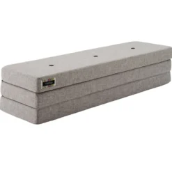 Fällbar madrass – 3 veck, ljusgrå/mörkgrå knapp